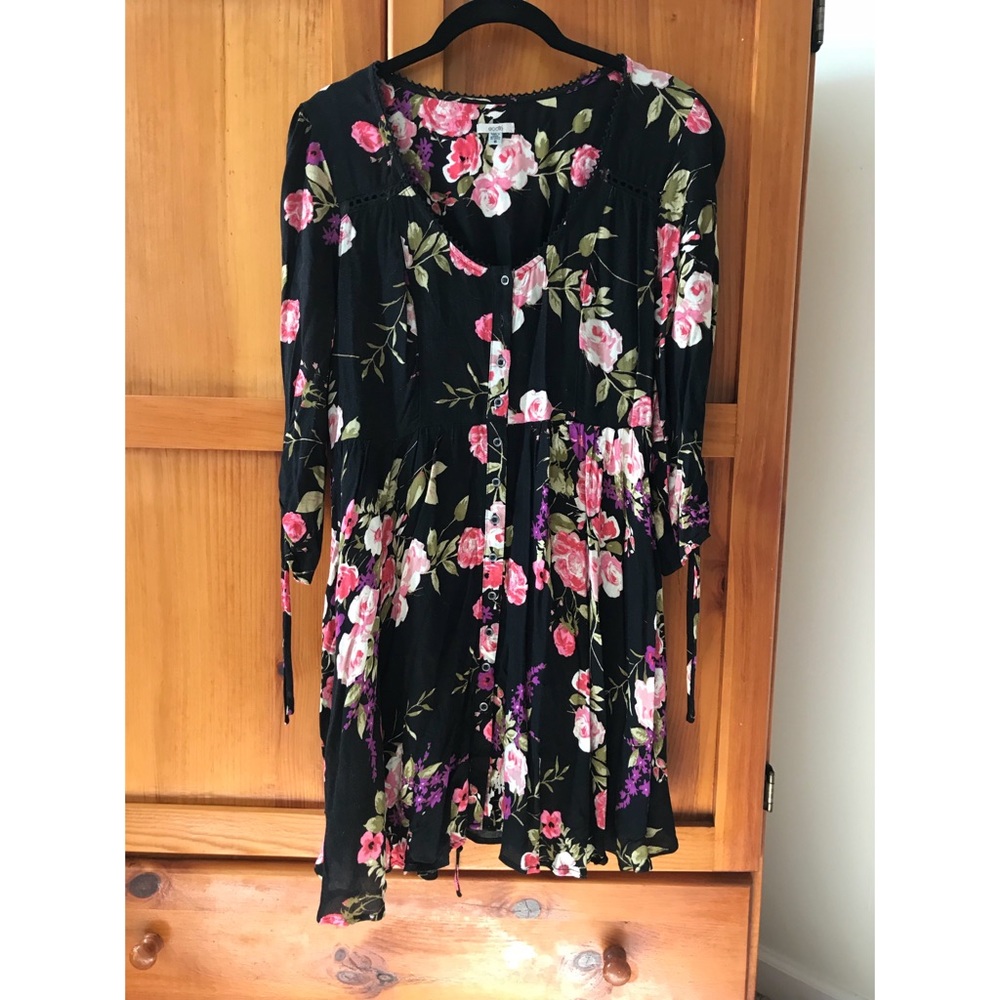 Anthropologie black floral dress